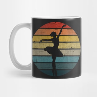 Ballet Ballerina Silhouette On A Distressed Retro Sunset design Mug